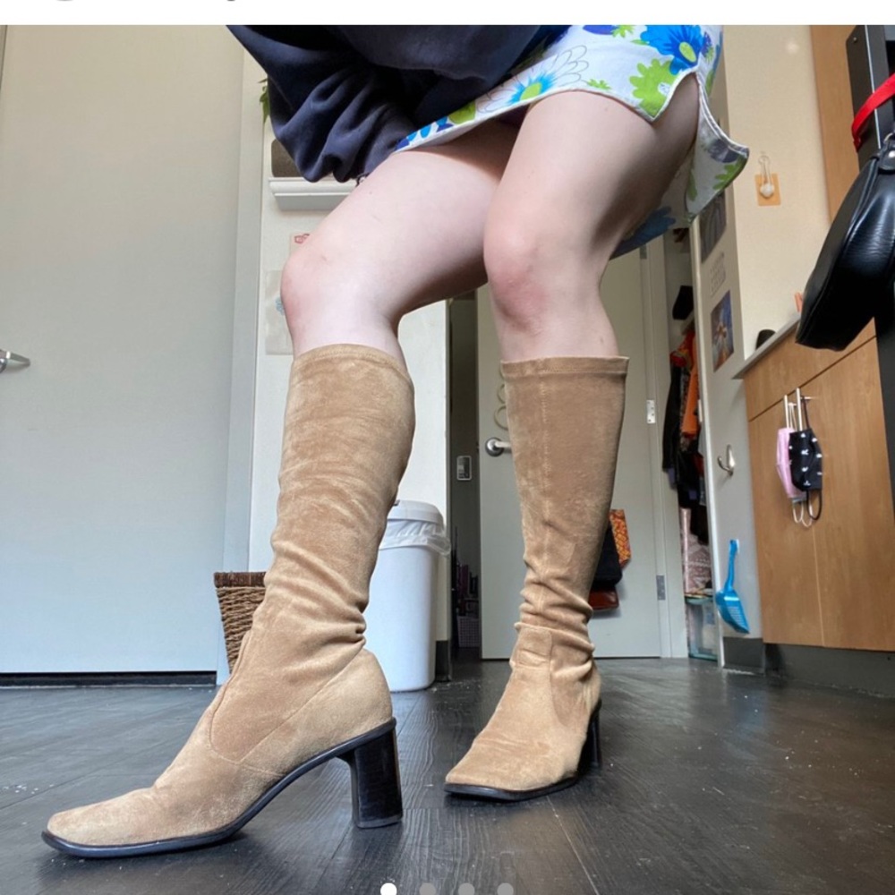tan suede go go boots size 7